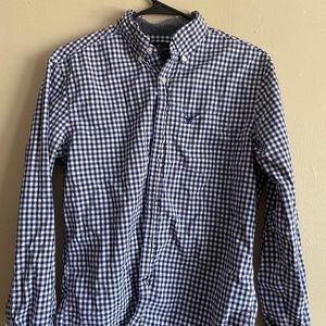 American Eagle AE Small Classic Fit Blue and White Checkered Button-Down Shirt